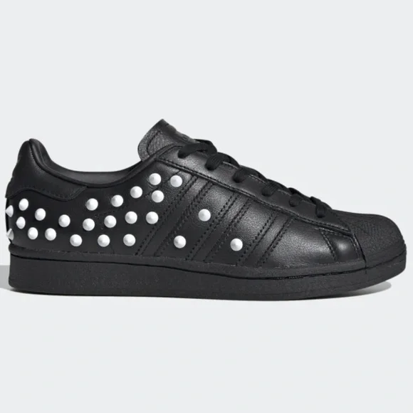 adidas | Shoes | New Adidas Superstar Shoes Black White Studded 55 |  Poshmark